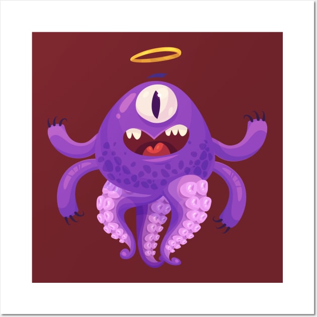 cute octopus monster ring Wall Art by Mako Design 